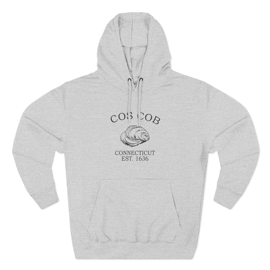 Cos Cob Connecticut Vintage Retro Unisex Heavy Cotton Hoodie - Black Logo
