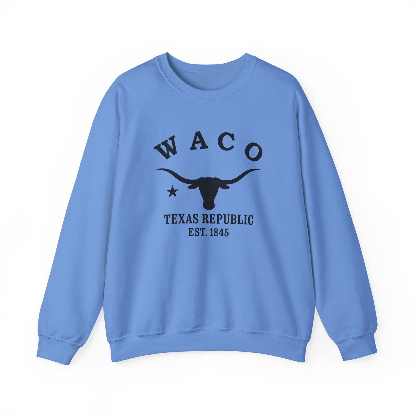 Waco Texas Vintage Retro Unisex Heavy Crewneck Sweatshirt - Black Logo
