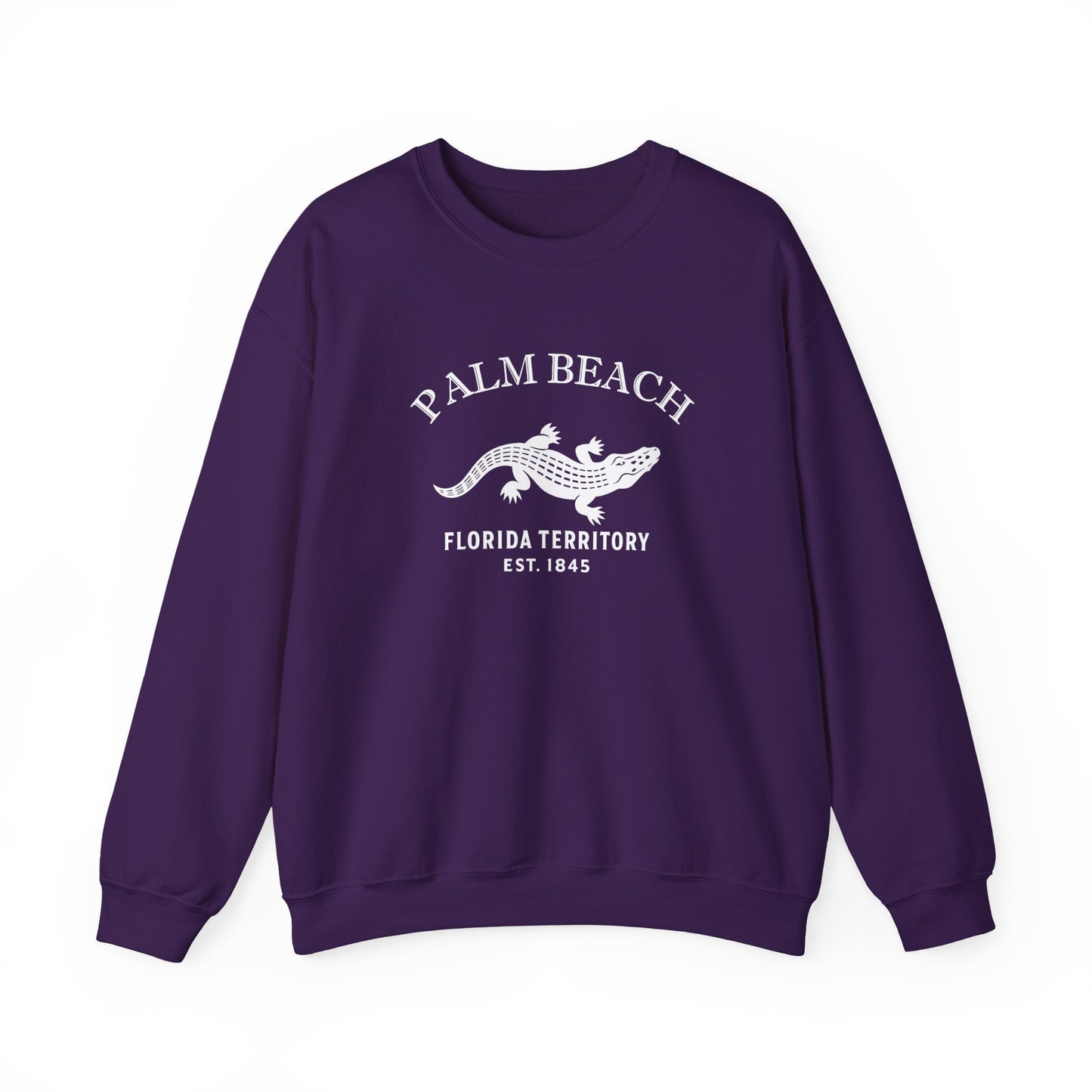 Palm Beach Florida Vintage Retro Unisex Heavy Crewneck Sweatshirt - White Logo