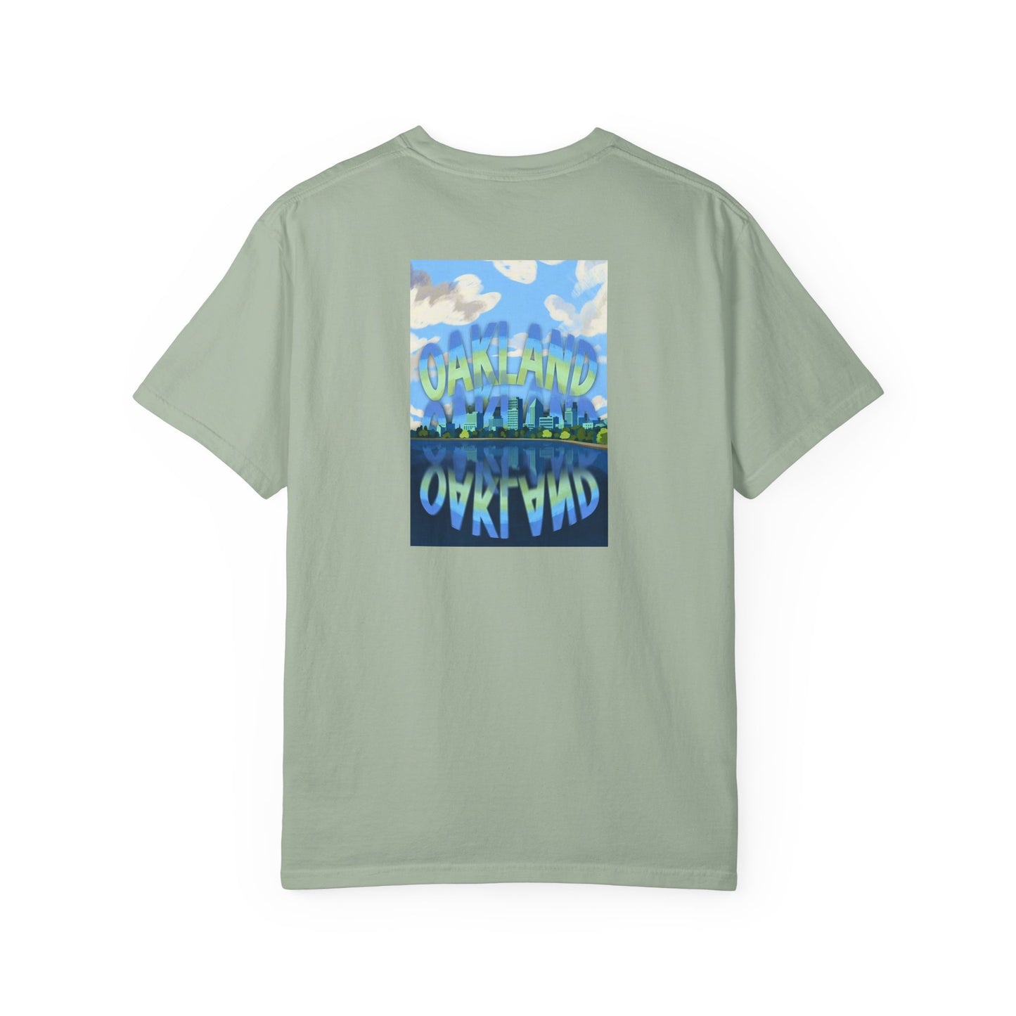 Oakland California Vintage Retro Back Printed Art Series Cotton Tee - Black Logo