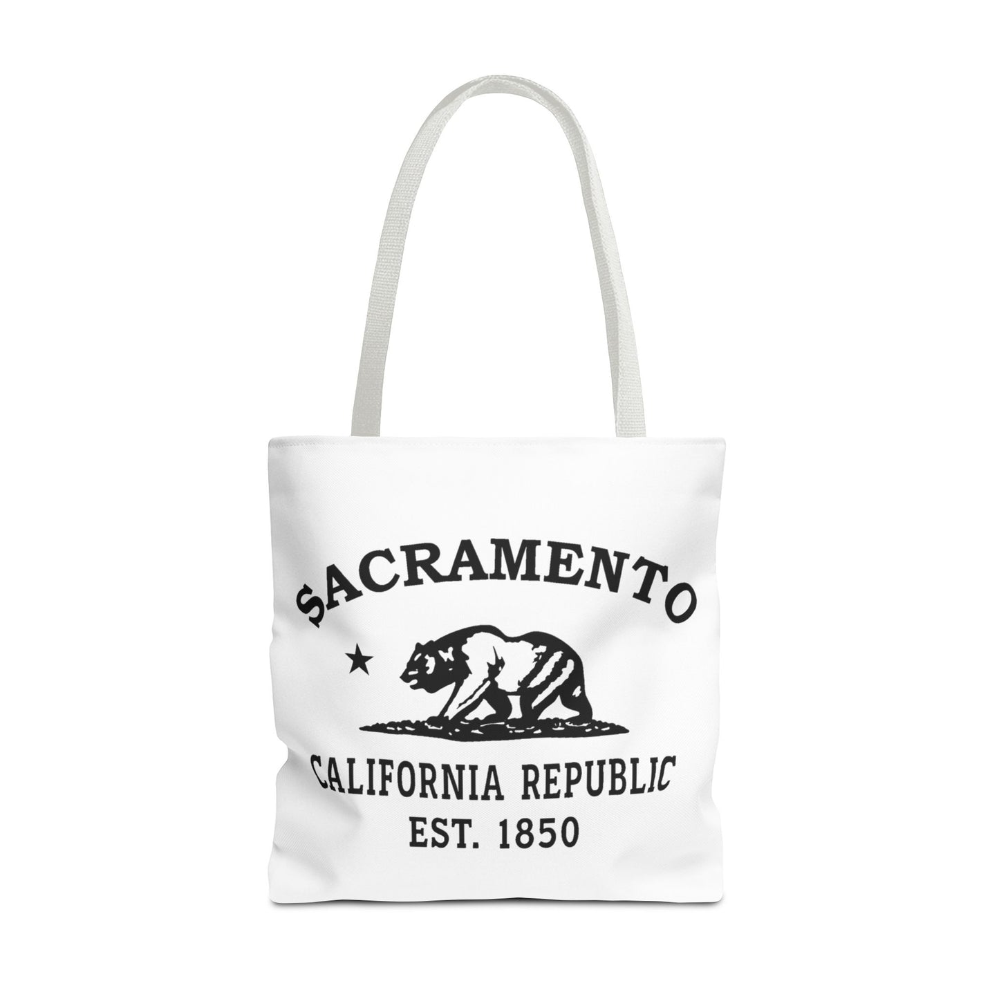 Sacramento California Vintage Retro Light Canvas Tote - Black Logo