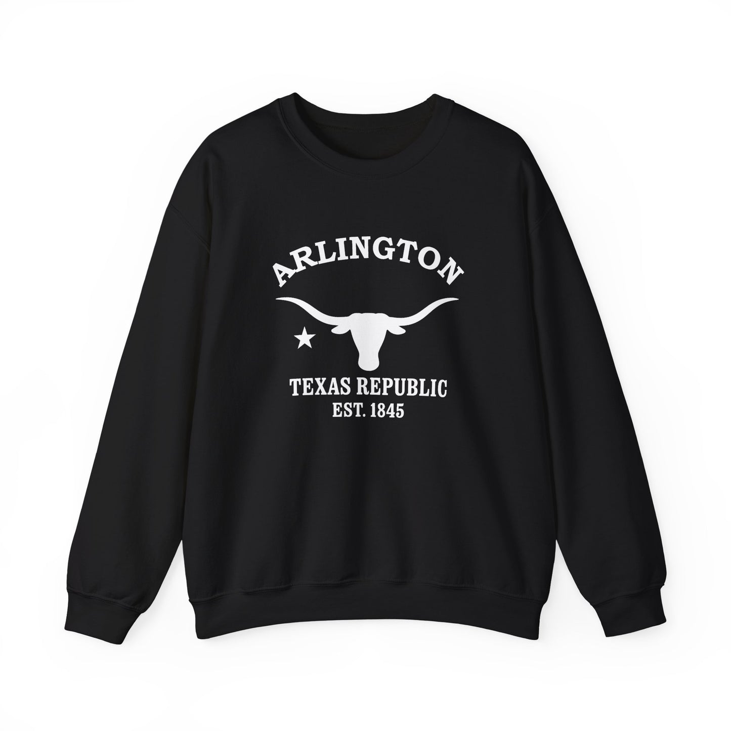 Arlington Texas Vintage Retro Unisex Heavy Crewneck Sweatshirt - White Logo