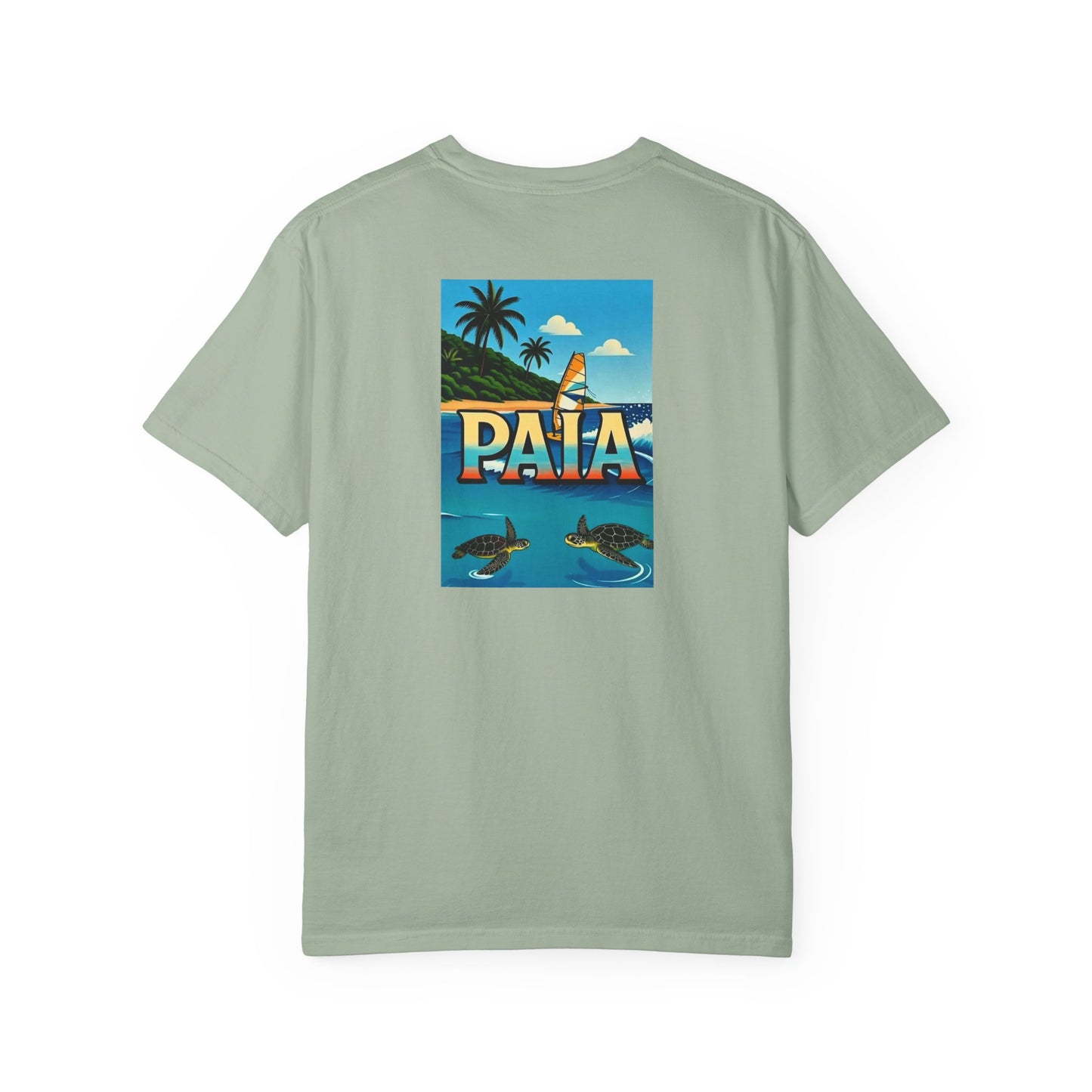 Paia Hawaii Vintage Retro Back Printed Art Series Cotton Tee - Black Logo
