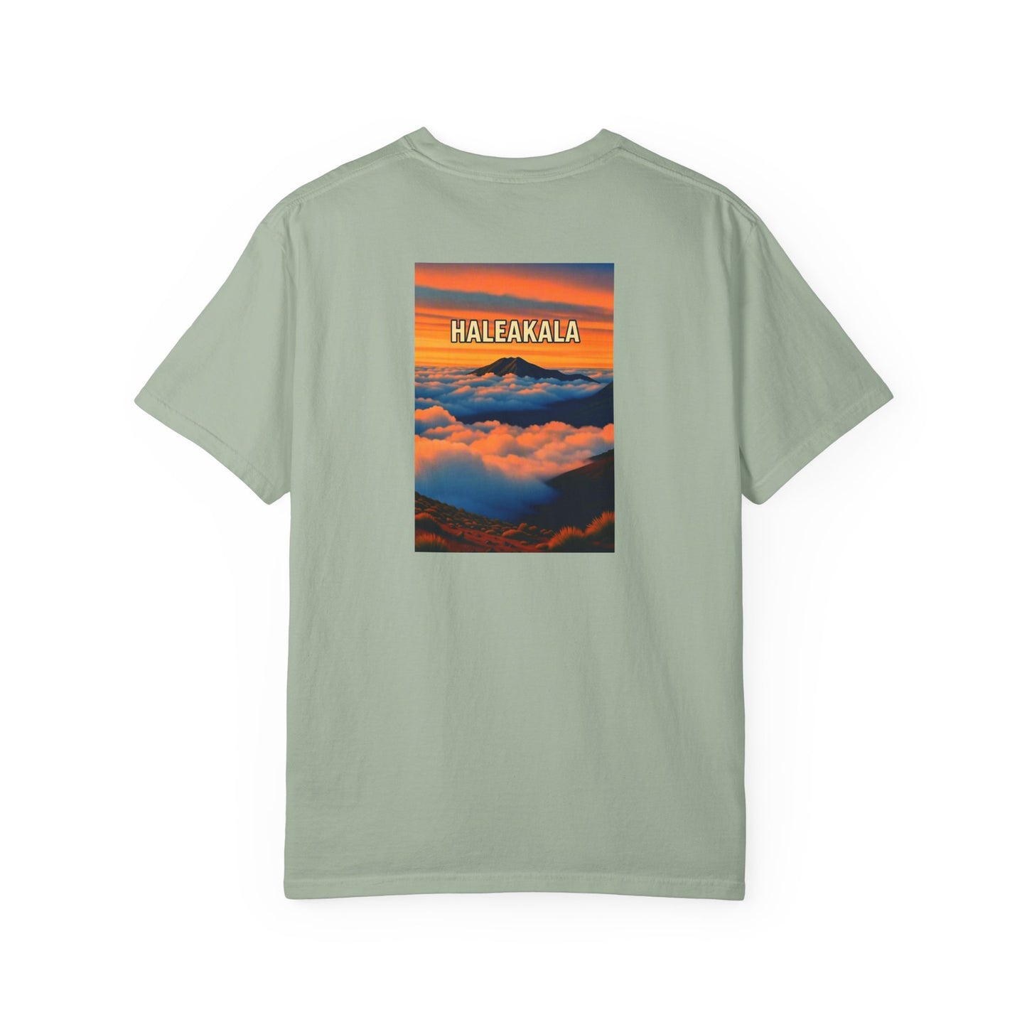 Haleakala Hawaii Vintage Retro Back Printed Art Series Cotton Tee - Black Logo