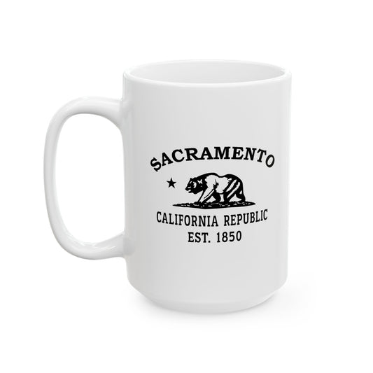 Sacramento California Vintage Retro Ceramic Mug - Black Logo