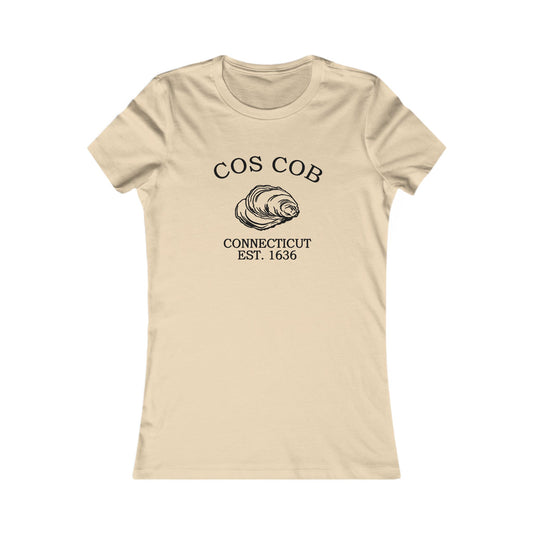 Cos Cob Connecticut Vintage Retro Womens Fitted Ringspun Cotton Tee - Black Logo