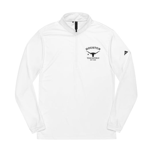 Houston Texas Vintage Retro Quarter-Zip Embroidered Pullover - Black Logo