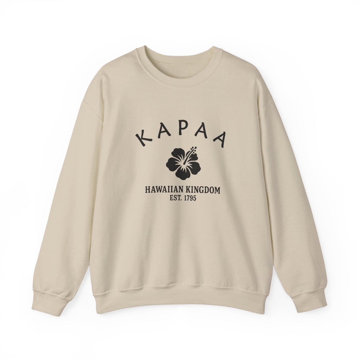 Kapaa Hawaii Vintage Retro Unisex Heavy Crewneck Sweatshirt - Black Logo