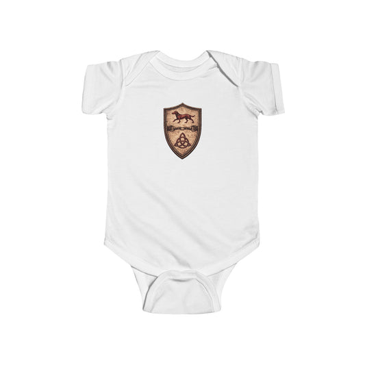 №108 Little Knight Baby Bodysuit · Live Your Best Knight · Temperantia Fiducia Perseverantia