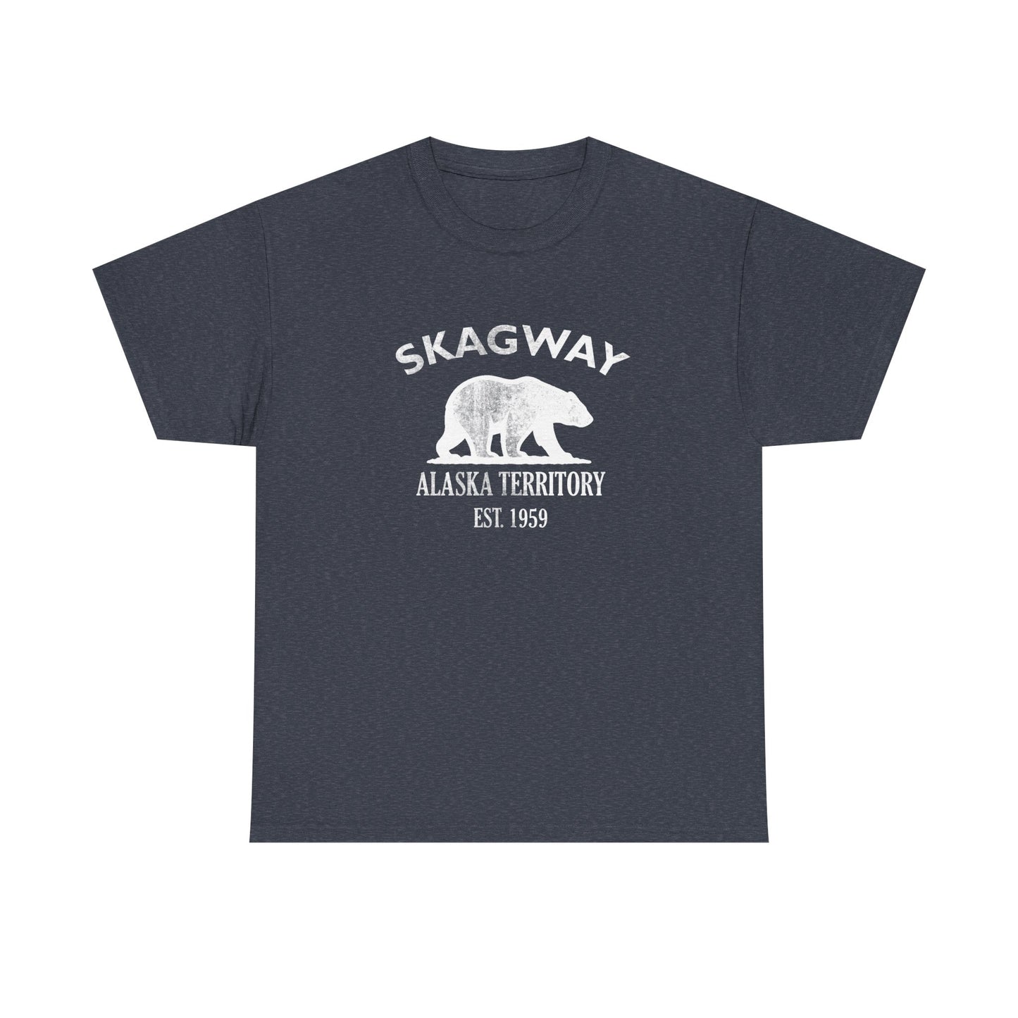 Skagway Alaska Vintage Retro Unisex Heavy Cotton Tee - White Logo