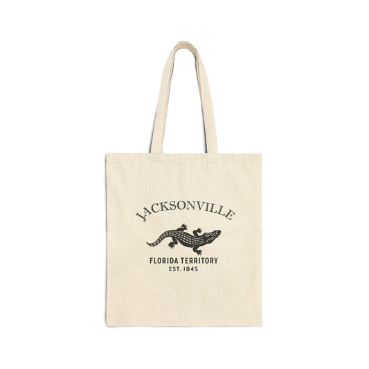 Jacksonville Florida Vintage Retro Cotton Canvas Tote Bag - Black Logo