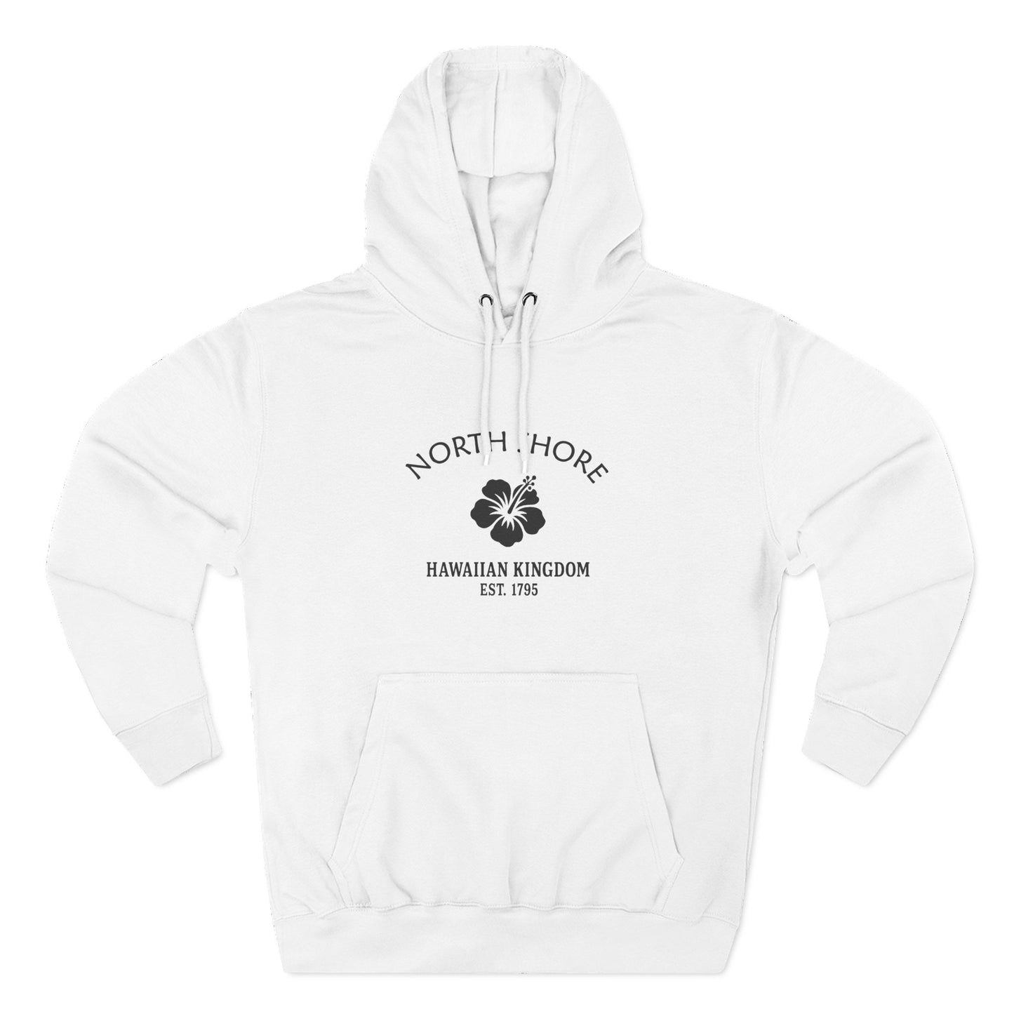 North Shore Hawaii Vintage Retro Unisex Heavy Cotton Hoodie - Black Logo