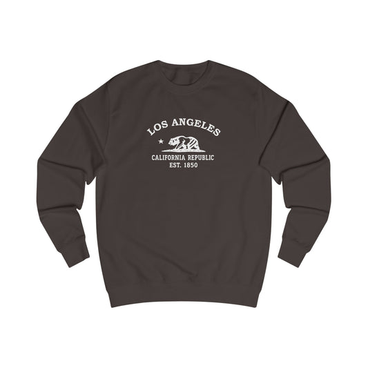 Los Angeles California Vintage Retro Premium Crewneck Sweatshirt - White Logo - Bottle Green
