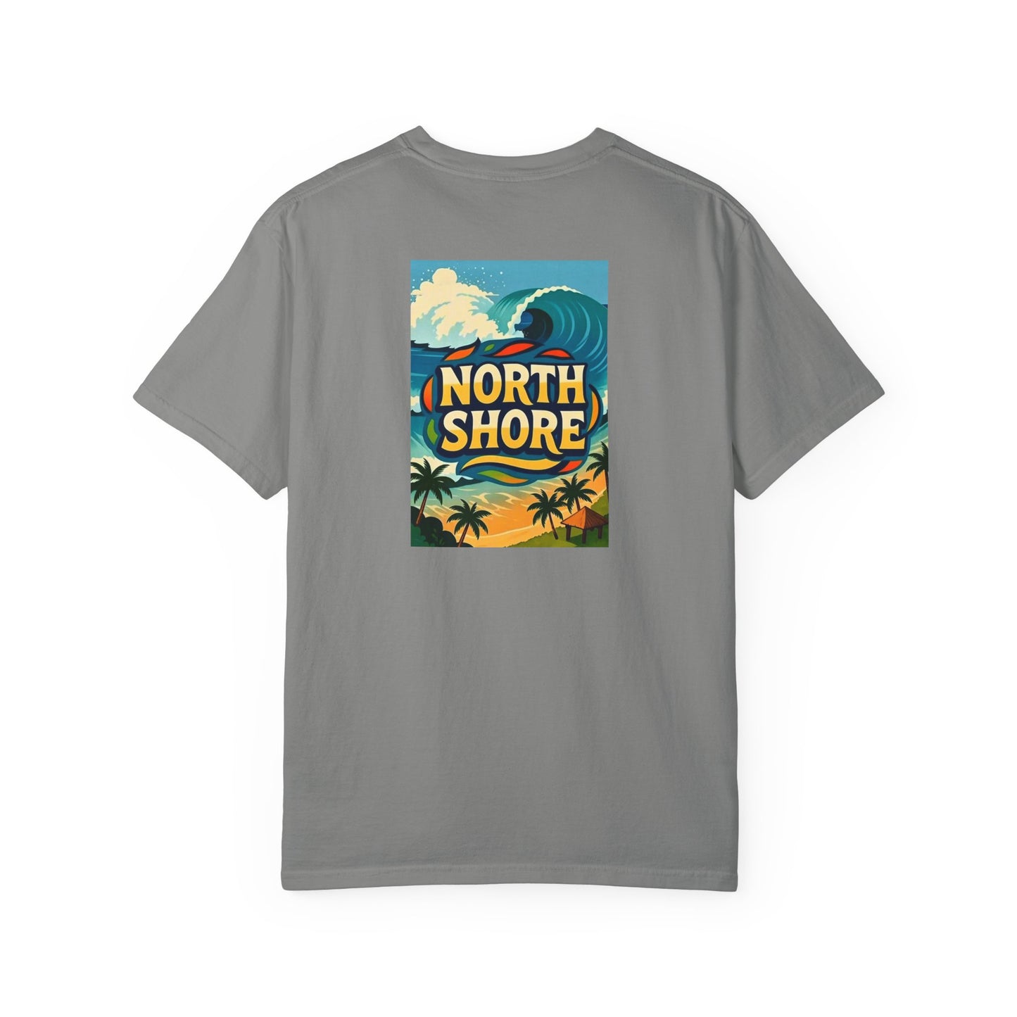 North Shore Hawaii Vintage Retro Back Printed Art Series Cotton Tee - Black Logo