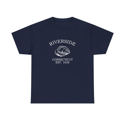 Riverside Connecticut Vintage Retro Unisex Heavy Cotton Tee - White Logo