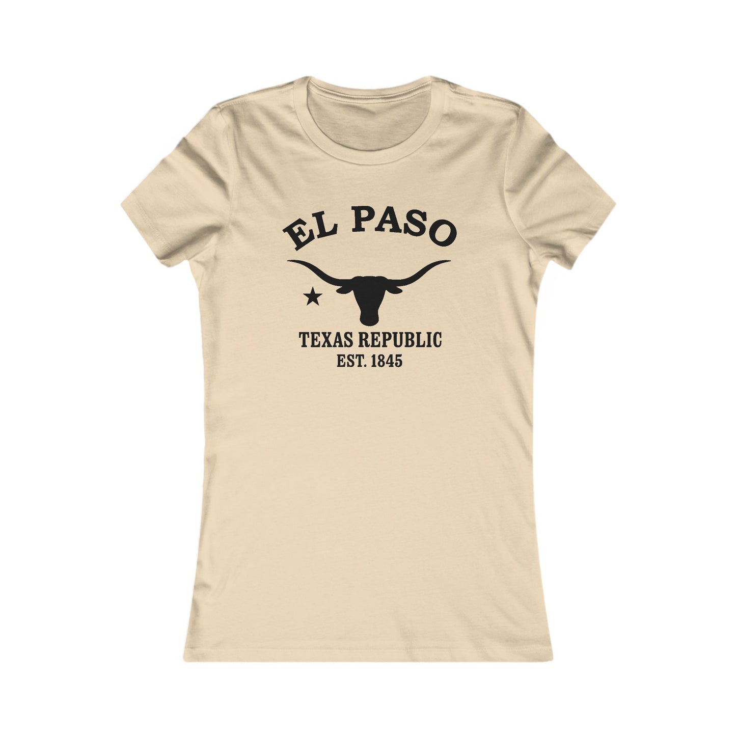 El Paso Texas Vintage Retro Womens Fitted Ringspun Cotton Tee - Black Logo