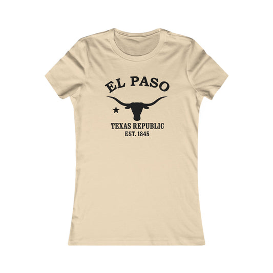 El Paso Texas Vintage Retro Womens Fitted Ringspun Cotton Tee - Black Logo