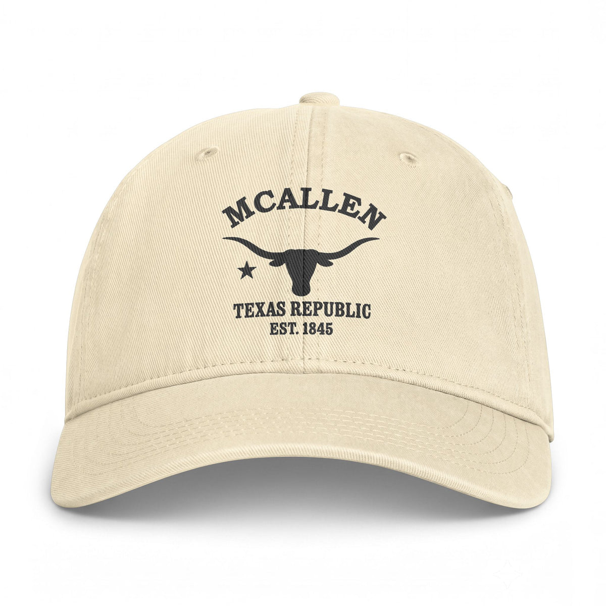 Mcallen Texas Distressed Cotton Cap - Charcoal Print Logo