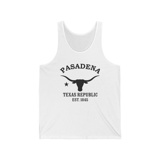Pasadena Texas Unisex Cotton Jersey Tank Top - Black Logo