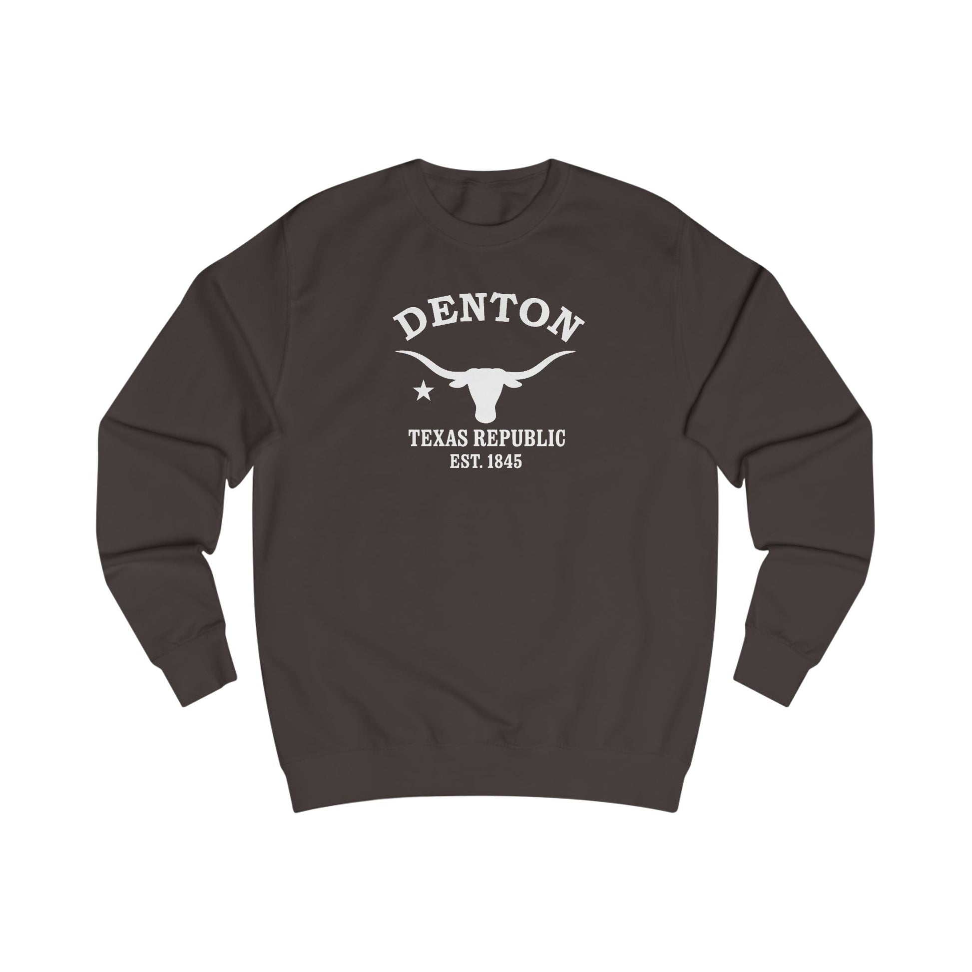 Denton Texas Vintage Retro Premium Crewneck Sweatshirt - White Logo - Bottle Green