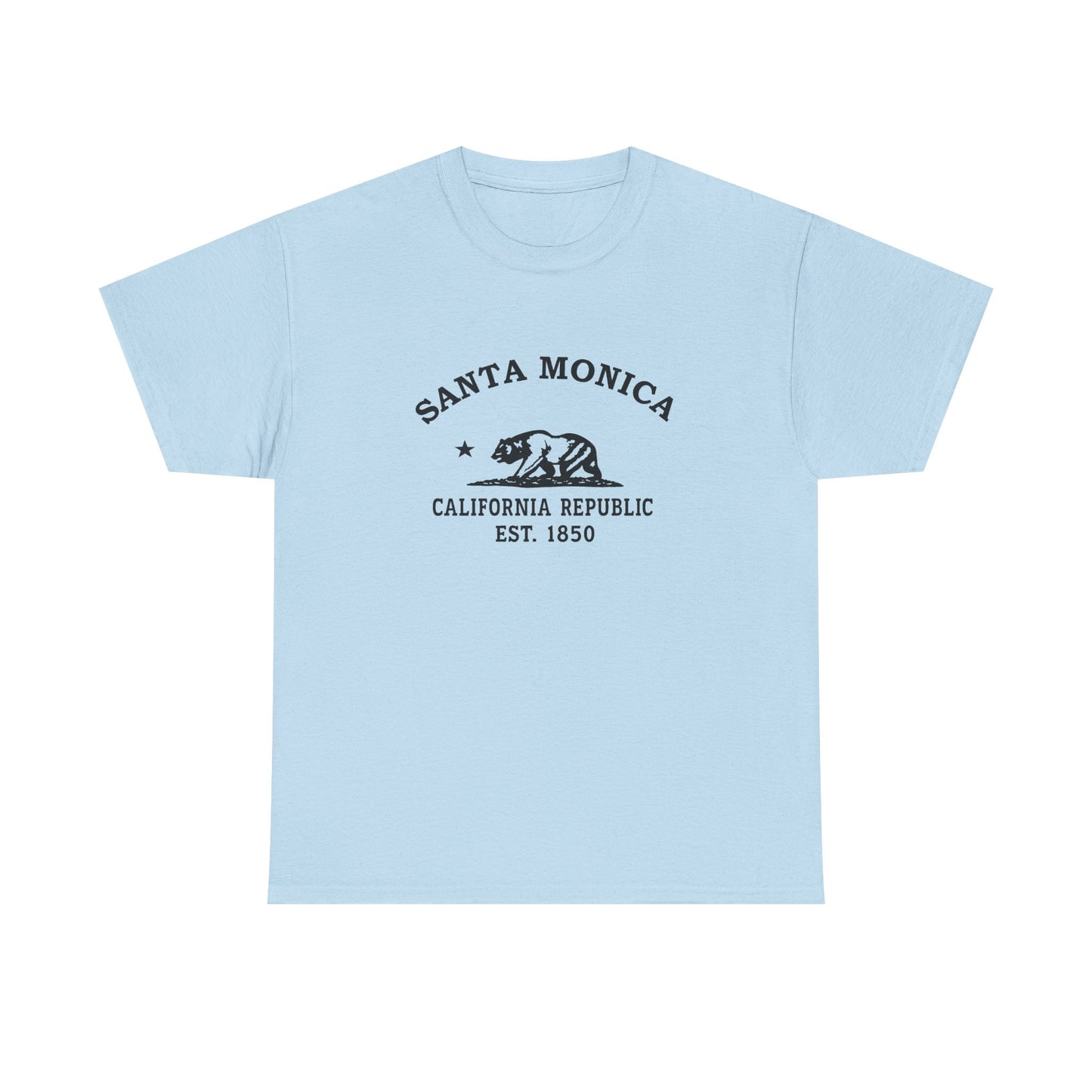 Santa Monica California Vintage Retro Unisex Heavy Cotton Tee - Black Logo