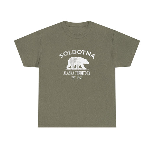 Soldotna Alaska Vintage Retro Unisex Heavy Cotton Tee - White Logo