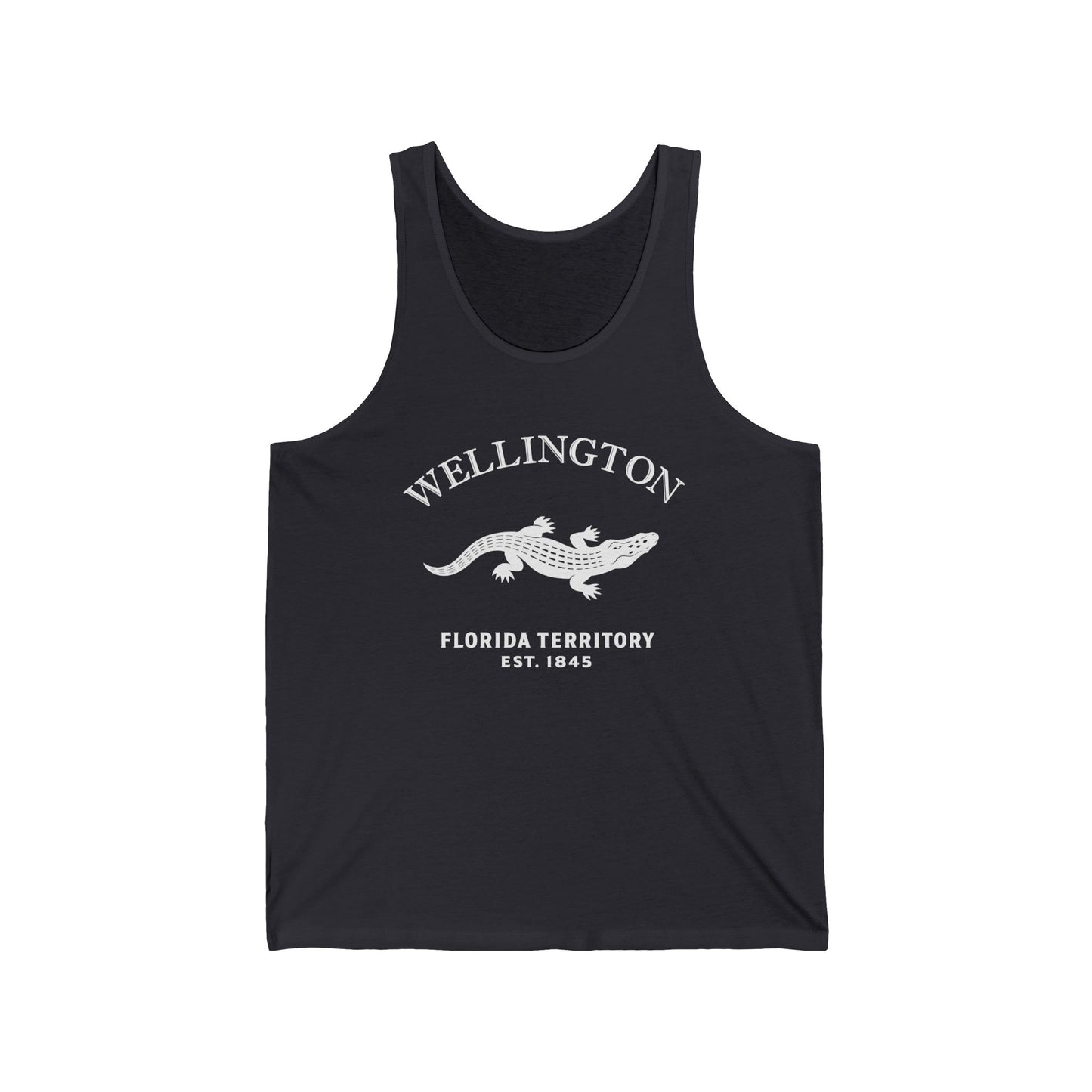 Wellington Florida Unisex Cotton Jersey Tank Top - White Logo