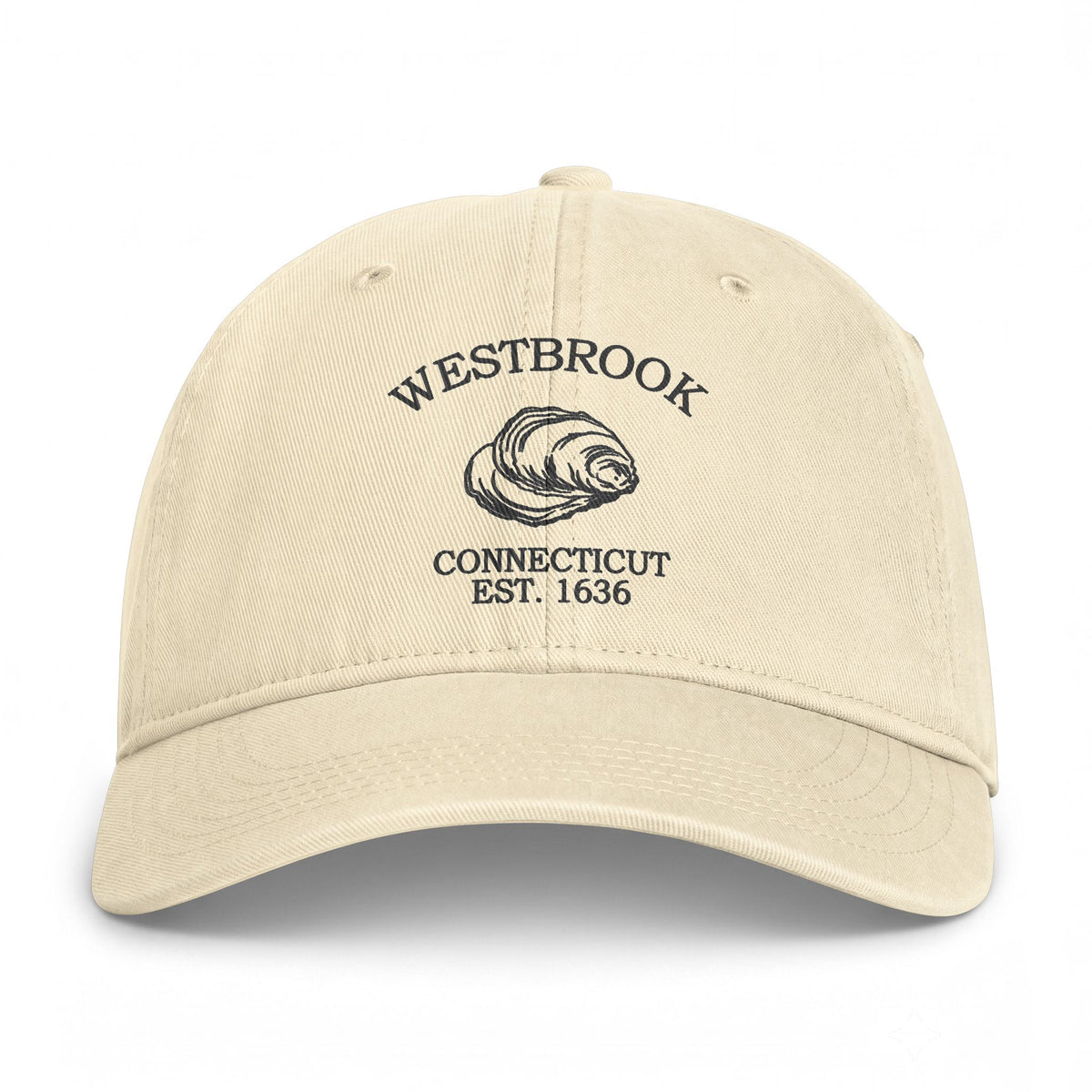 Westbrook Connecticut Distressed Cotton Cap - Charcoal Print Logo