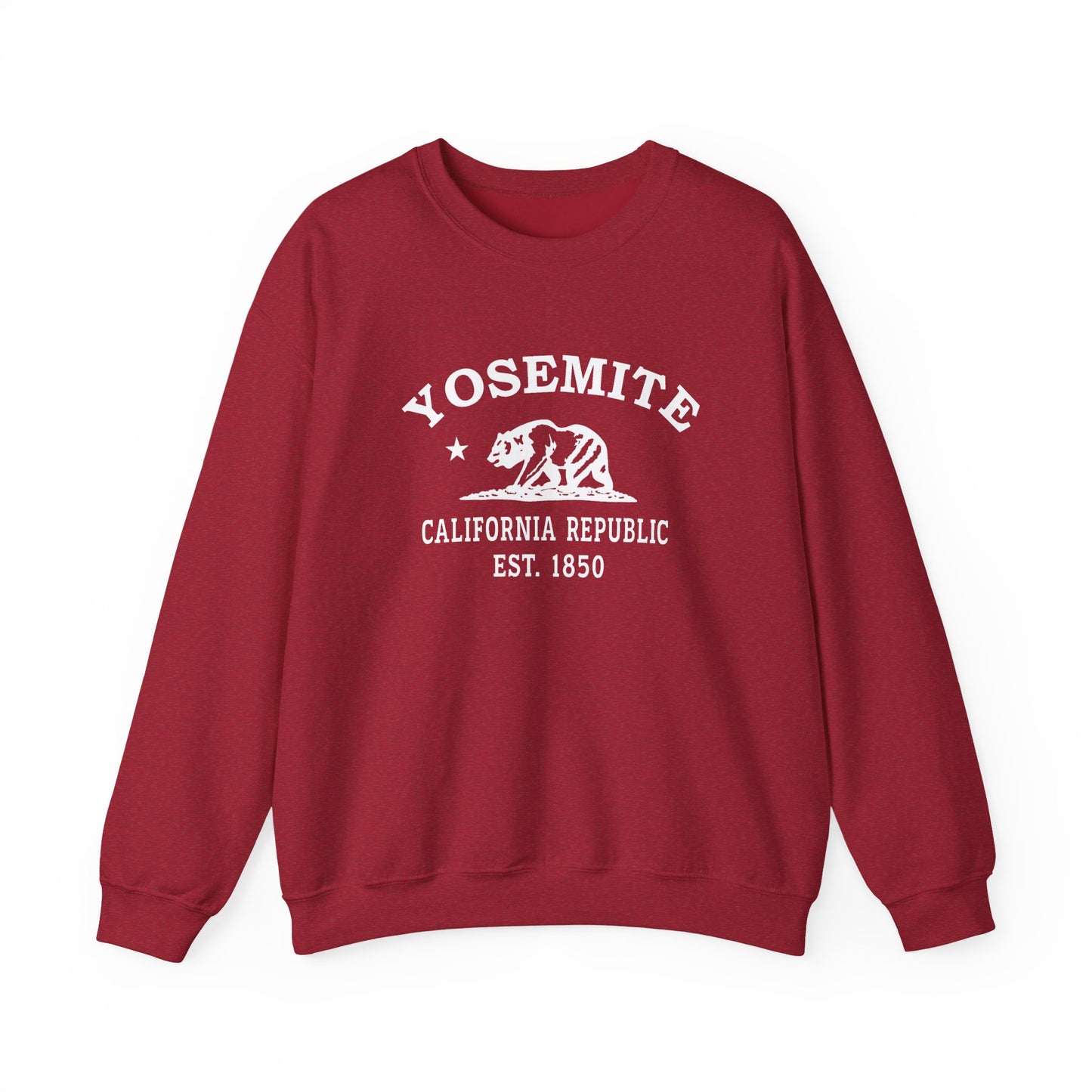 Yosemite California Vintage Retro Unisex Heavy Crewneck Sweatshirt - White Logo