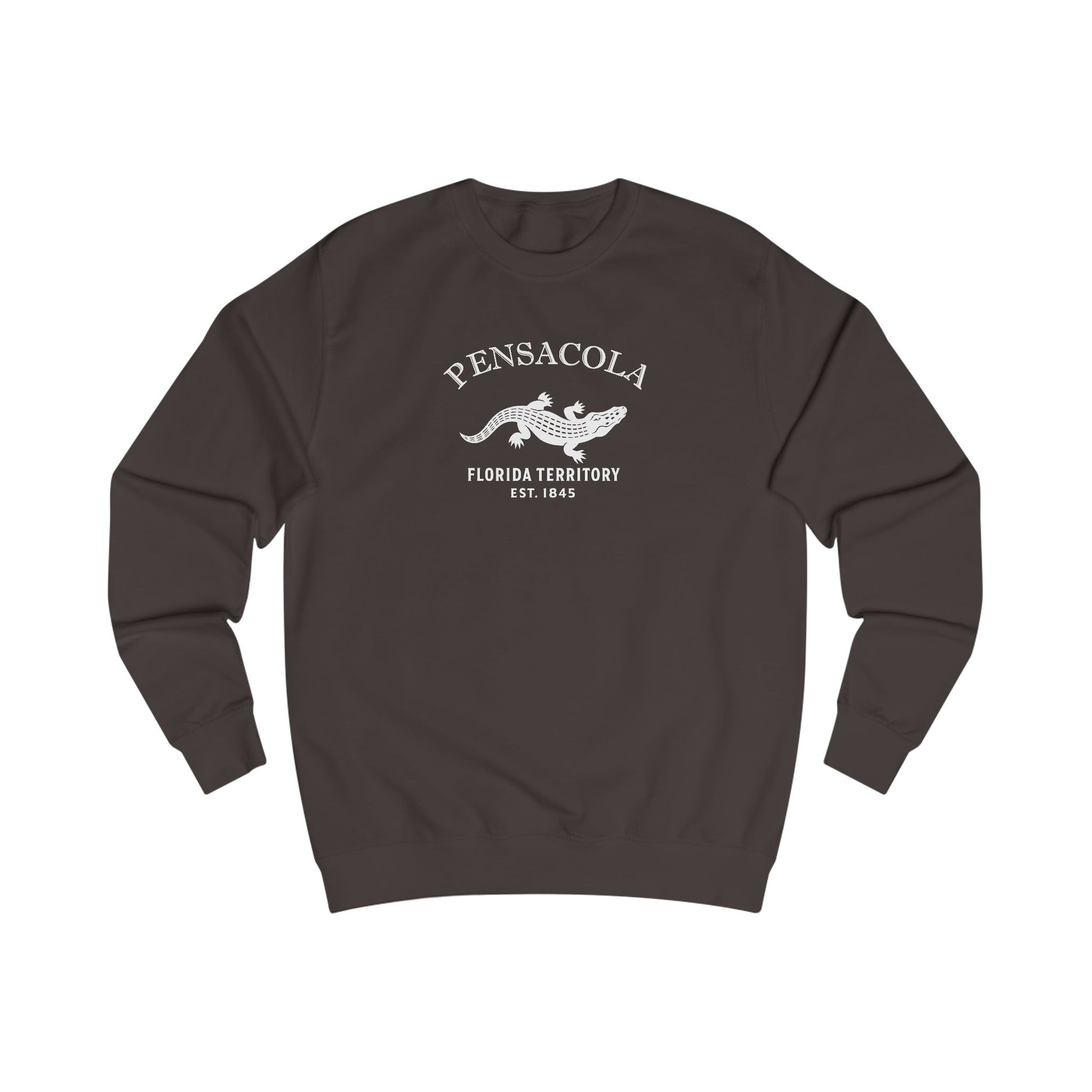 Pensacola Florida Vintage Retro Premium Crewneck Sweatshirt - White Logo - Bottle Green