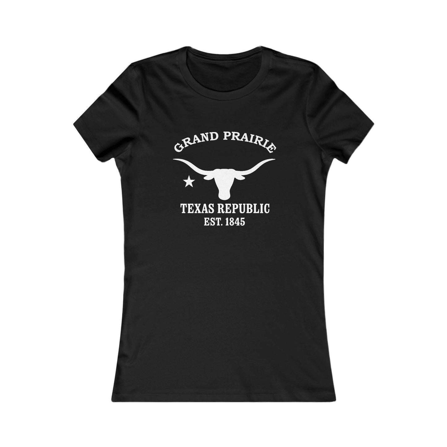 Grand Prairie Texas Vintage Retro Womens Fitted Ringspun Cotton Tee - White Logo