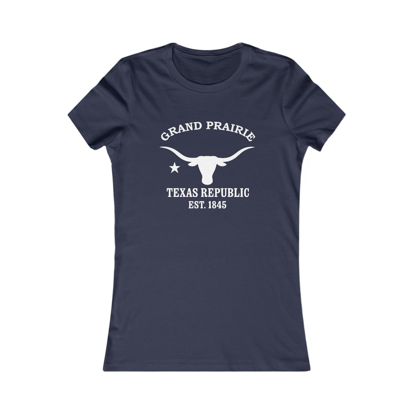 Grand Prairie Texas Vintage Retro Womens Fitted Ringspun Cotton Tee - White Logo