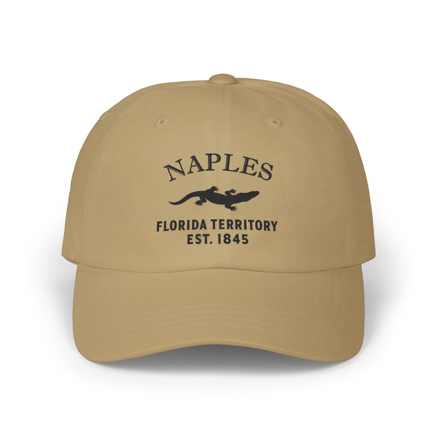 Naples Florida Classic Embroidered Vintage Retro Cotton Cap - Black Logo