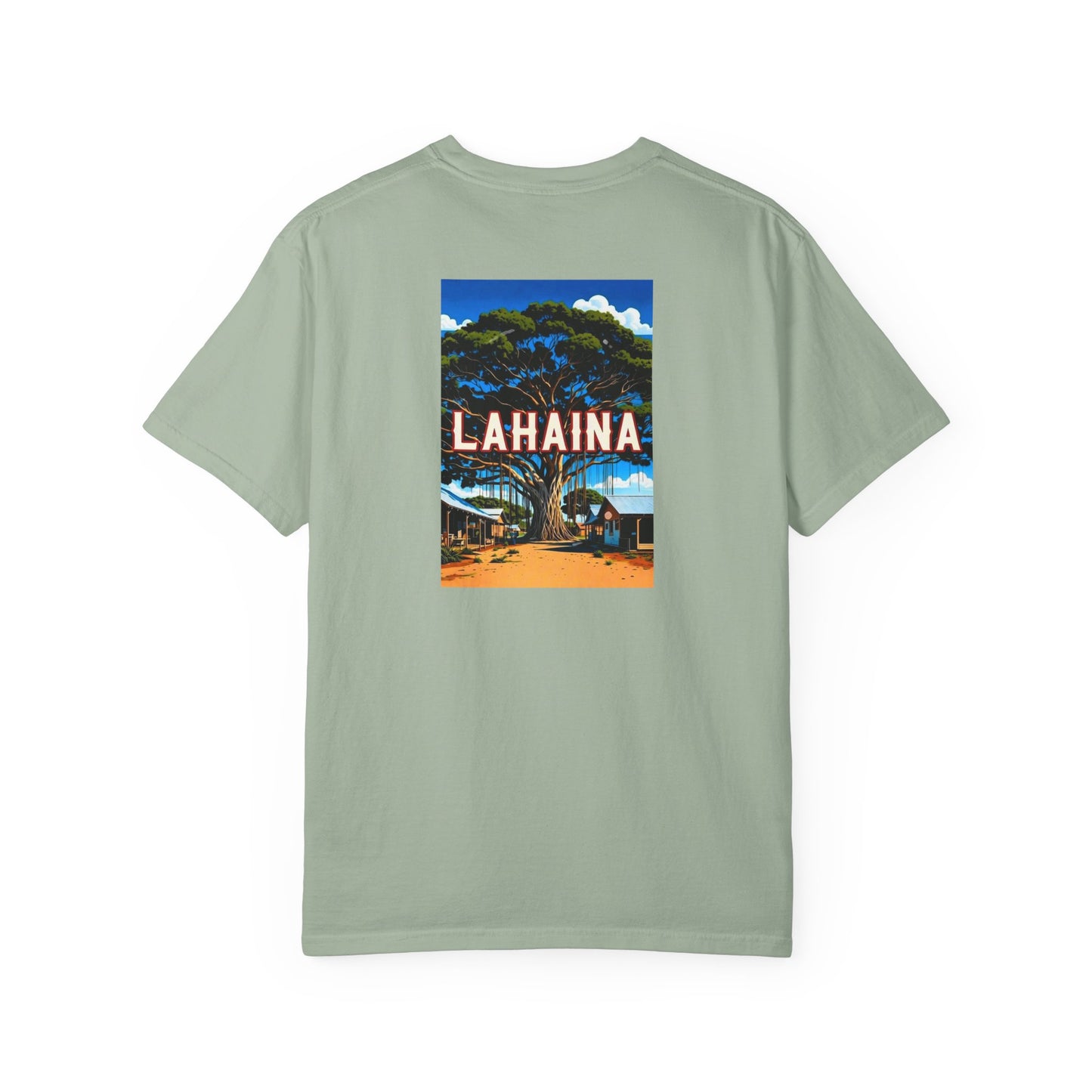 Lahaina Hawaii Vintage Retro Back Printed Art Series Cotton Tee - Black Logo