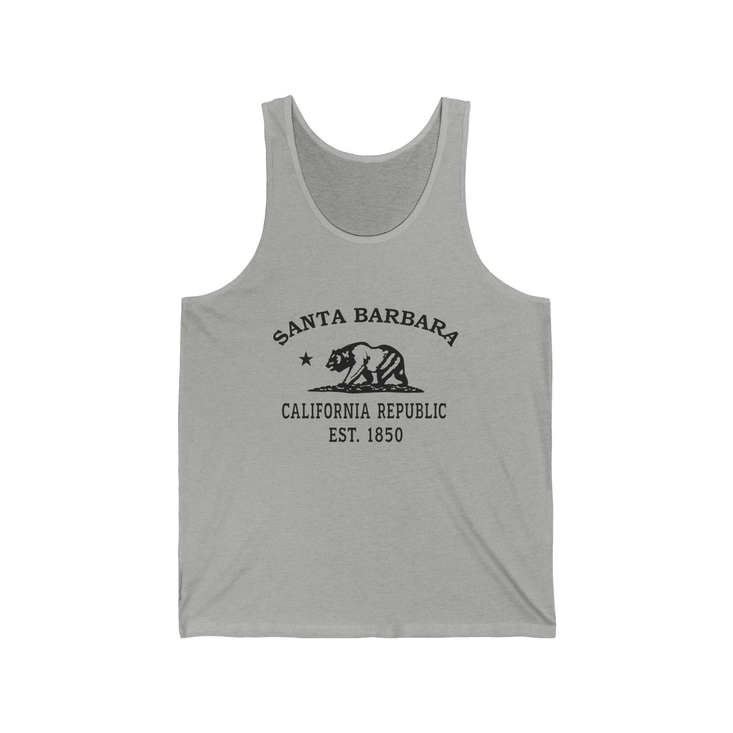 Santa Barbara California Vintage Retro Unisex Cotton Jersey Tank Top - Black Logo