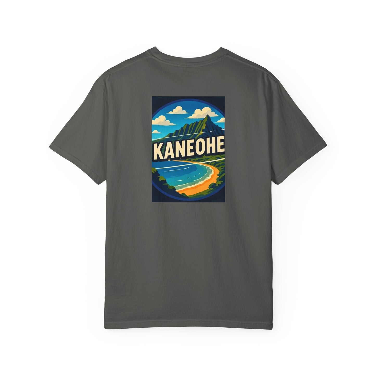 Kaneohe Hawaii Vintage Retro Back Printed Art Series Cotton Tee - Black Logo