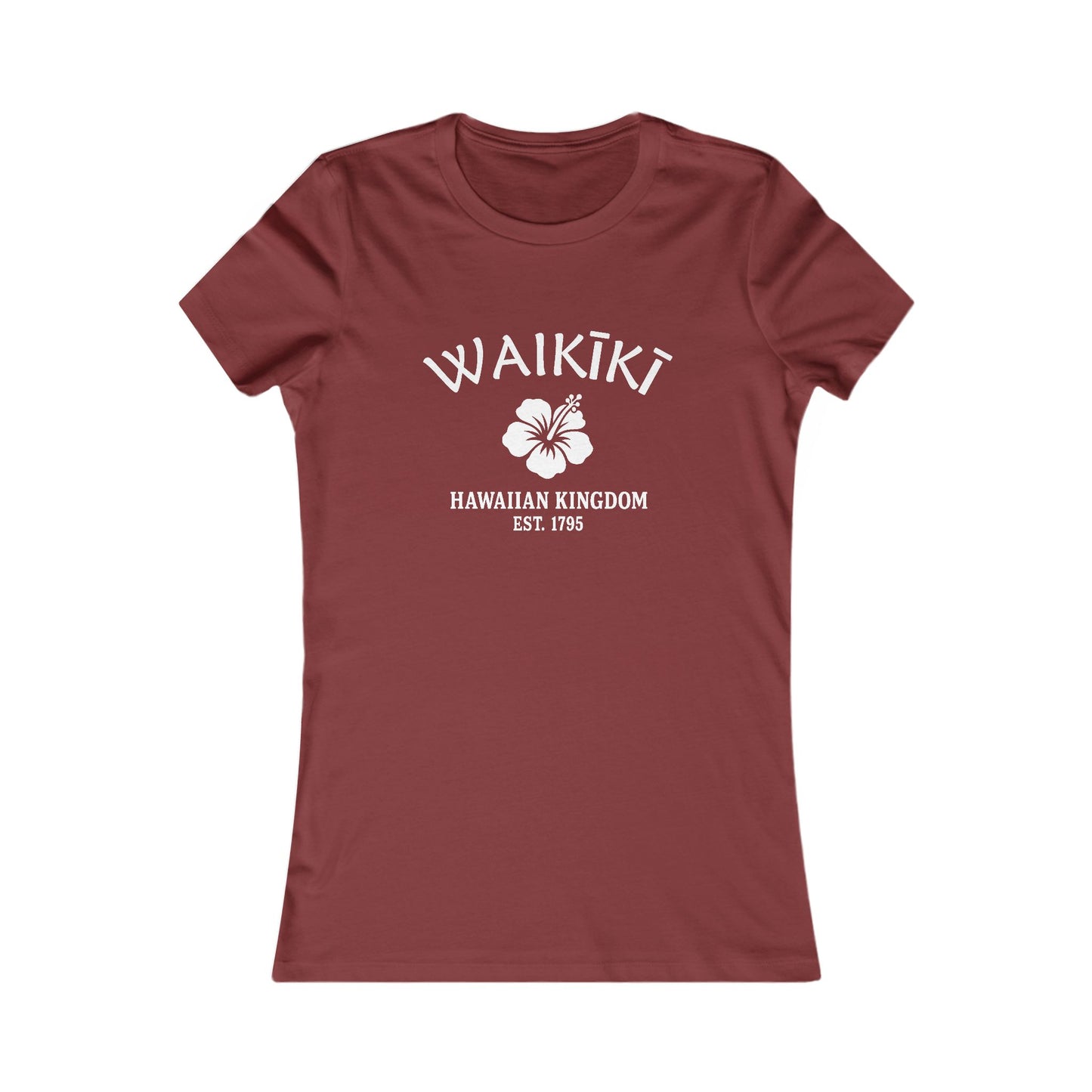 Waikiki Hawaii Vintage Retro Womens Fitted Ringspun Cotton Tee - White Logo