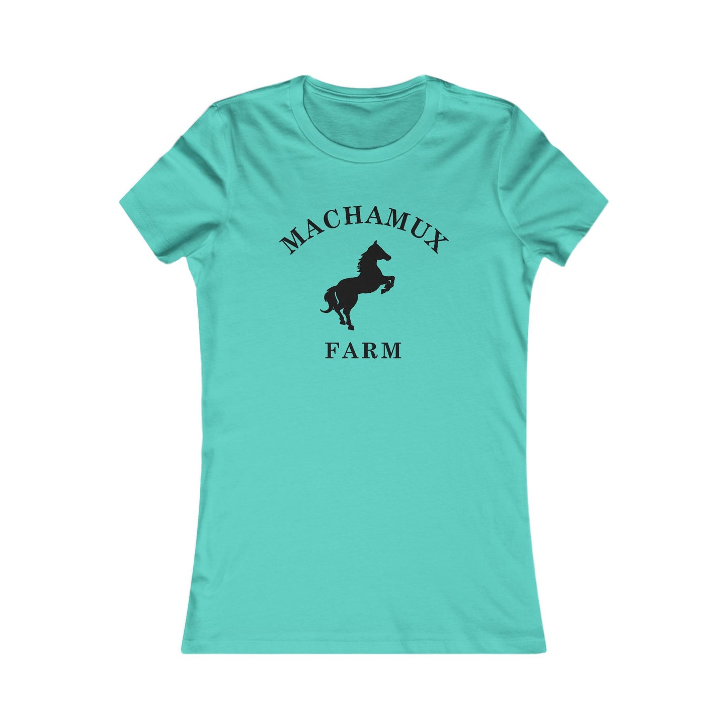 Machamux Farm Vintage Retro Womens Fitted Ringspun Cotton Tee - Black Logo