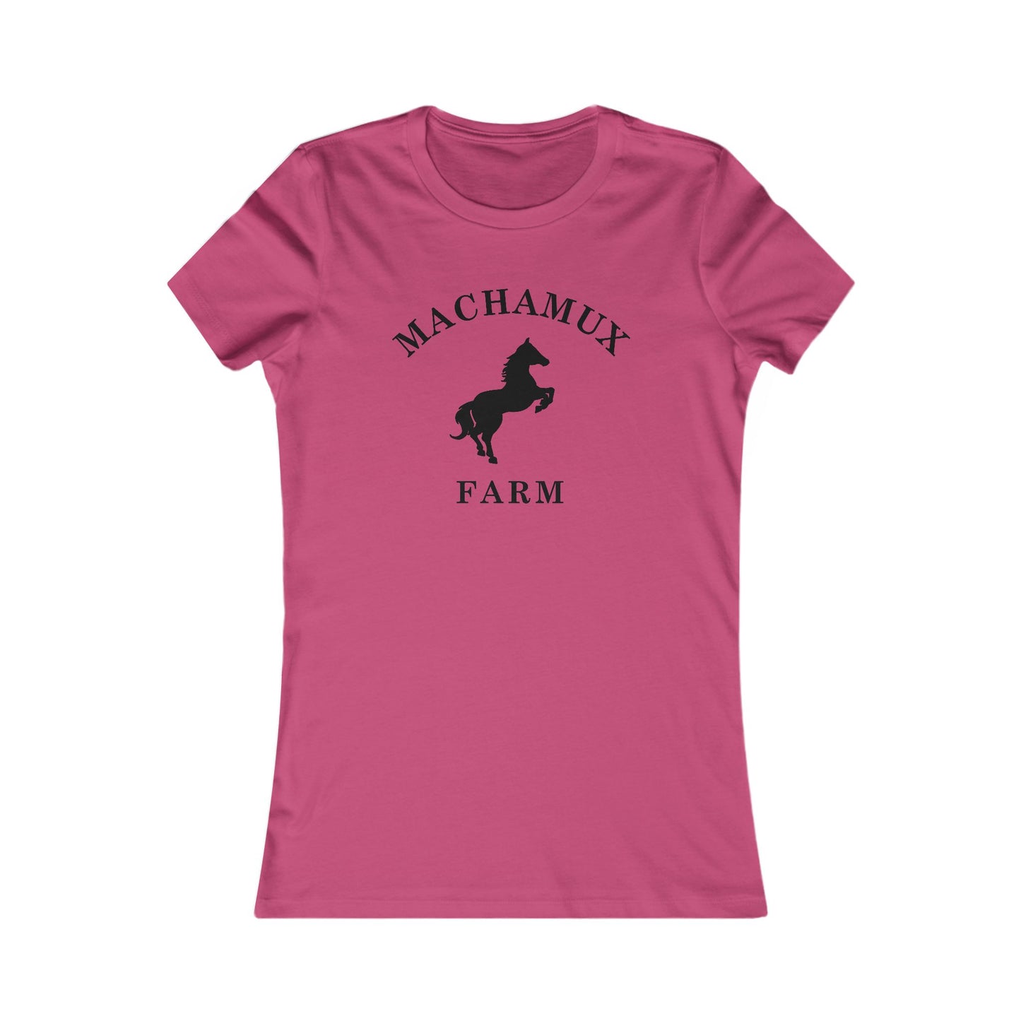 Machamux Farm Vintage Retro Womens Fitted Ringspun Cotton Tee - Black Logo