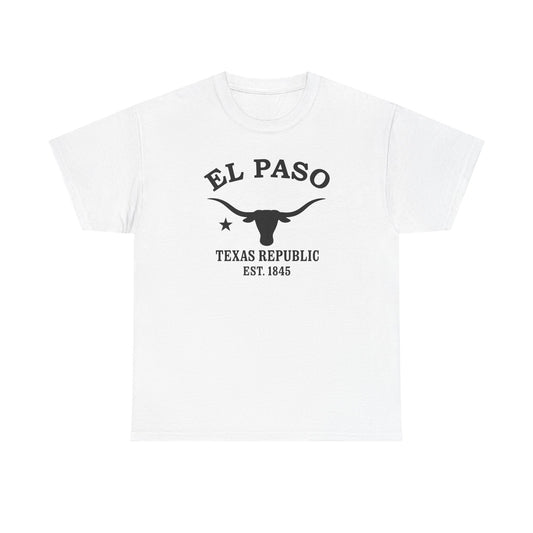 El Paso Texas Vintage Retro Unisex Heavy Cotton Tee - Black Logo
