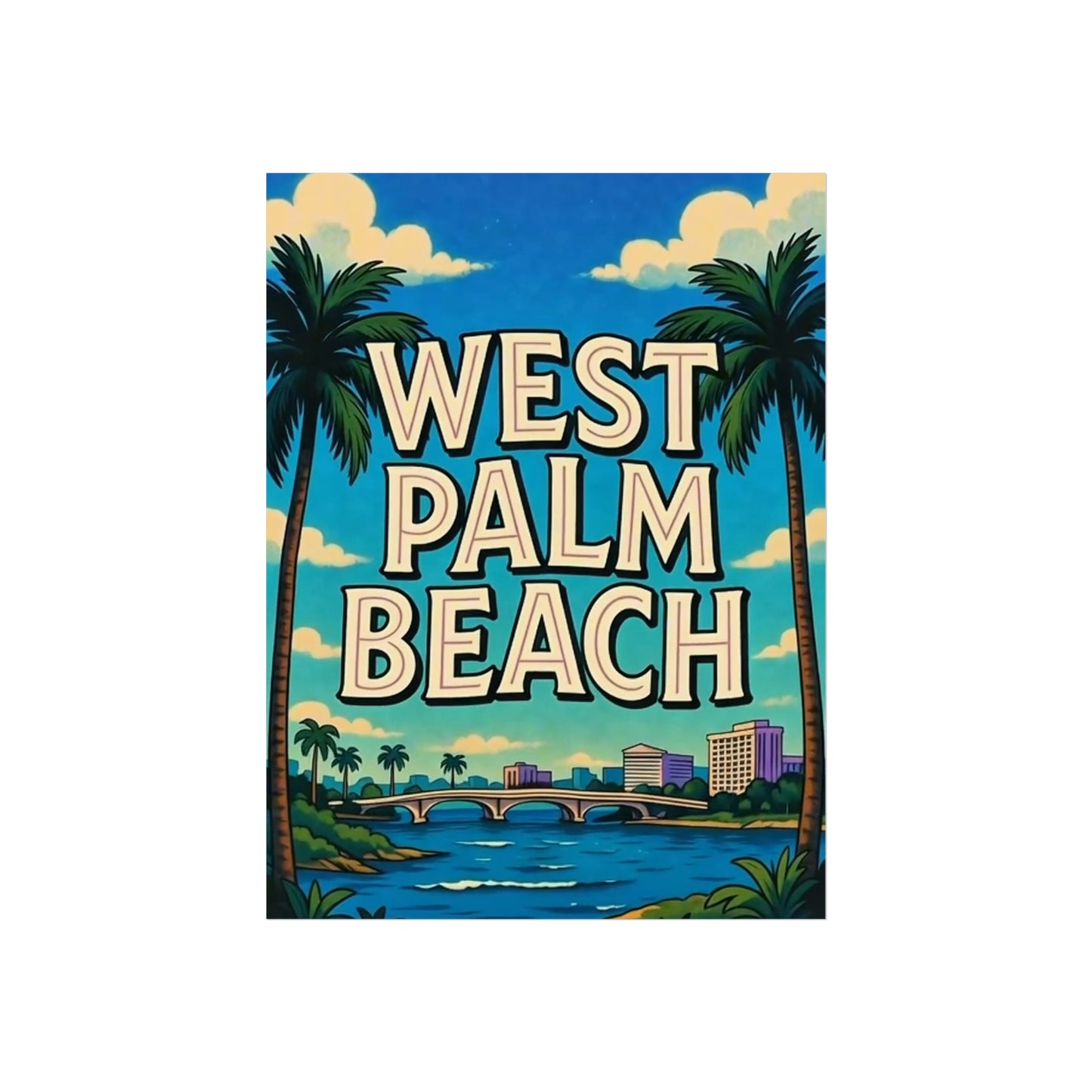 West Palm Beach Florida Vintage Retro Giclée Print Art Series Poster