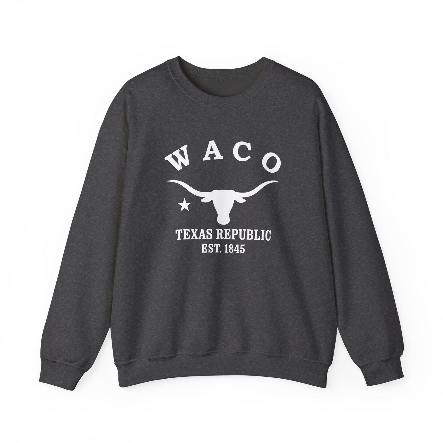 Waco Texas Vintage Retro Unisex Heavy Crewneck Sweatshirt - White Logo