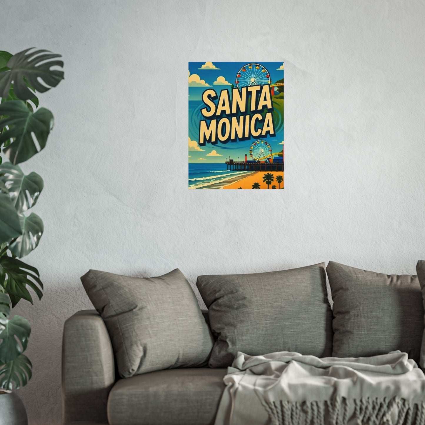 Santa Monica California Vintage Retro Giclée Print Art Series Poster