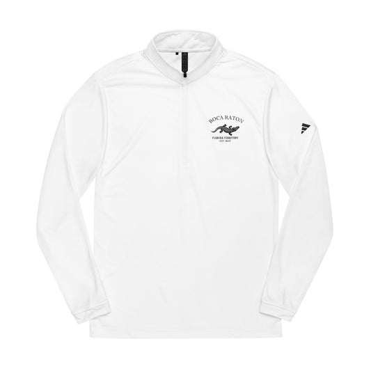 Boca Florida Vintage Retro Quarter-Zip Embroidered Pullover - Black Logo