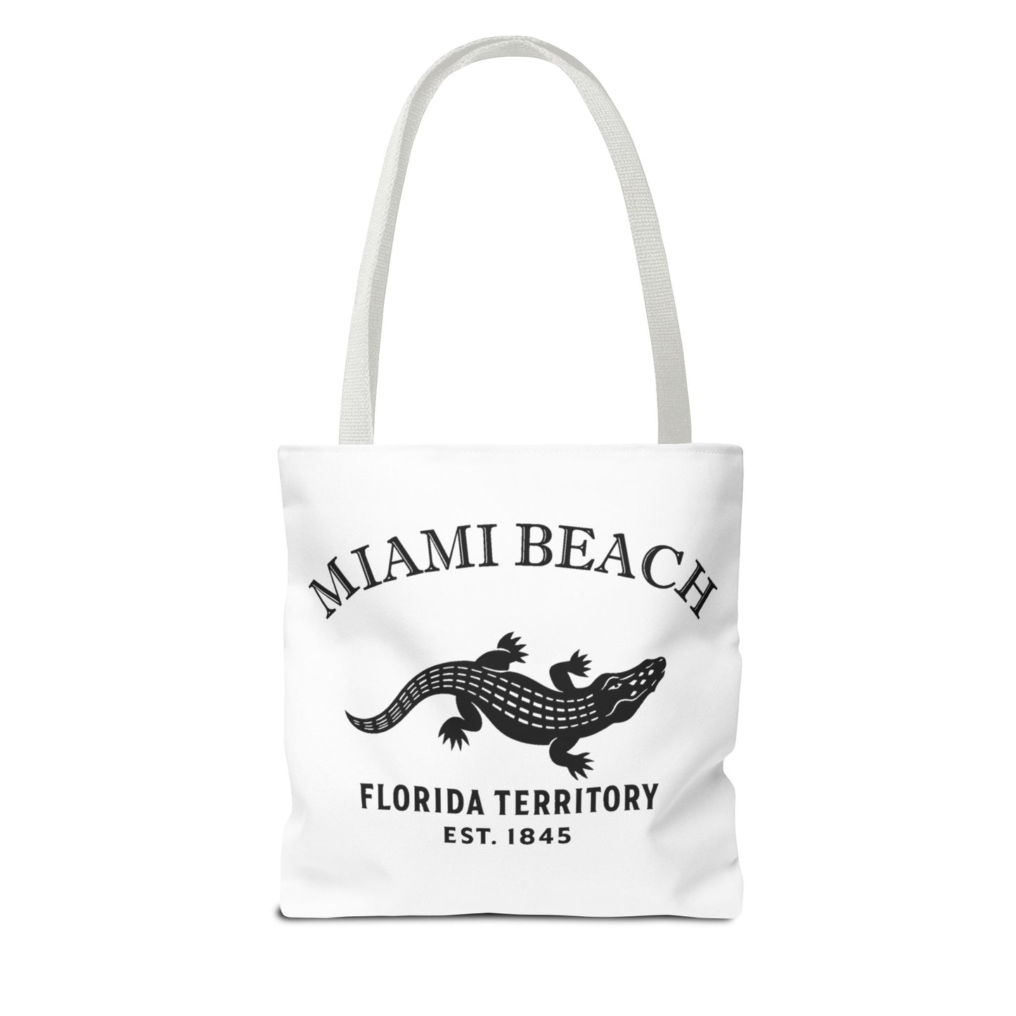 Miami Beach Florida Vintage Retro Light Canvas Tote - Black Logo
