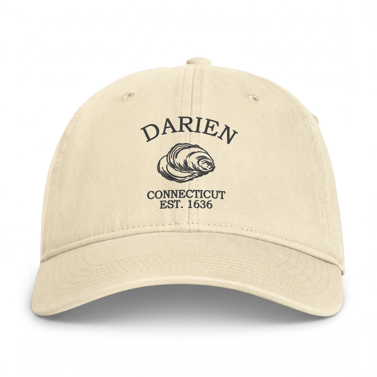 Darien Connecticut Distressed Cotton Cap - Charcoal Print Logo
