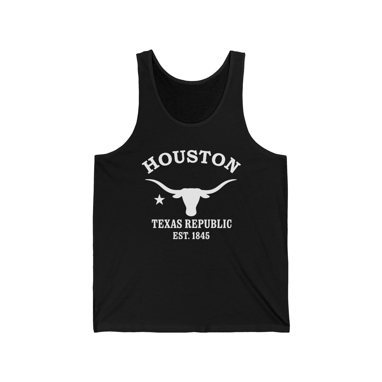 Houston Texas Vintage Retro Unisex Cotton Jersey Tank Top - White Logo