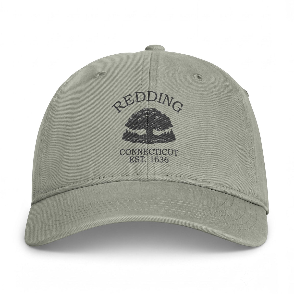 Redding Connecticut Distressed Cotton Cap - Charcoal Print Logo
