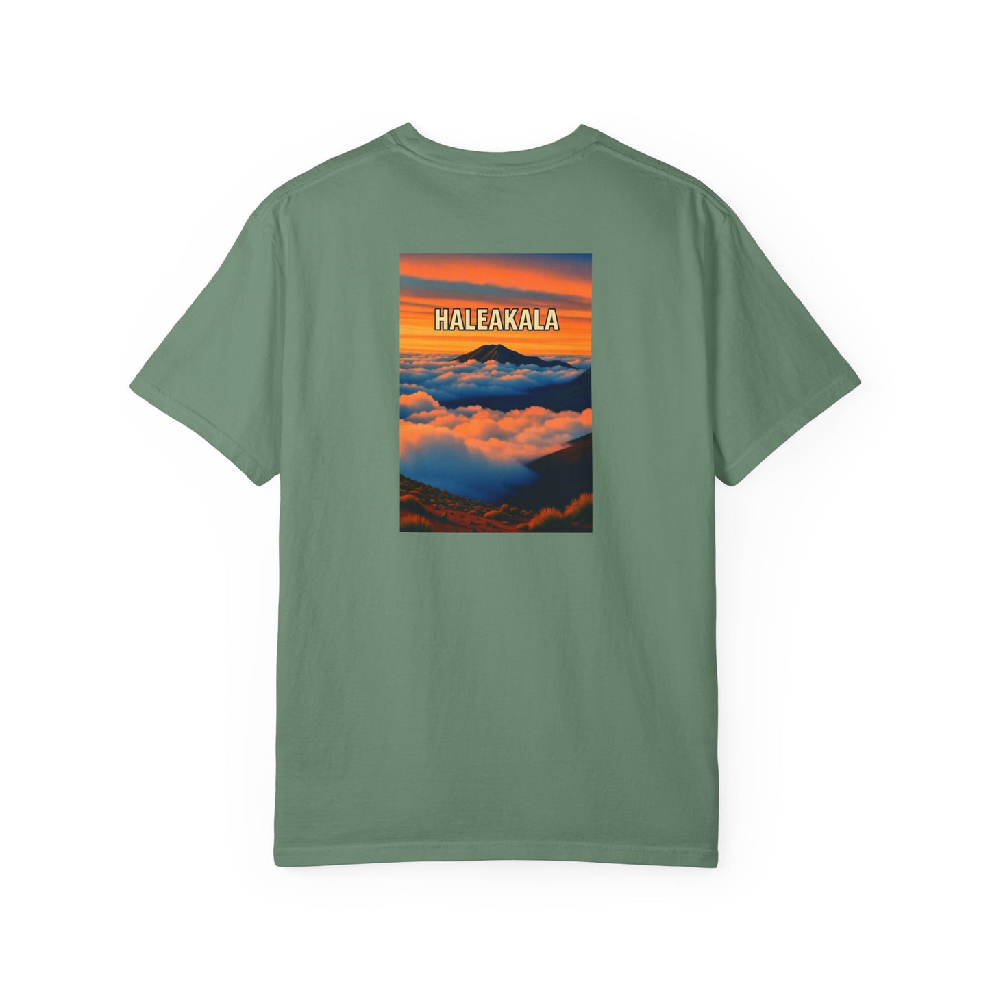 Haleakala Hawaii Vintage Retro Back Printed Art Series Cotton Tee - Black Logo