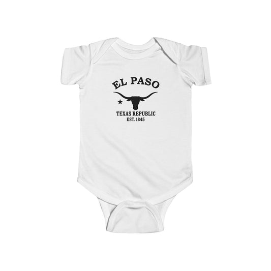 El Paso Texas Vintage Retro Cotton Jersey Baby Bodysuit - Black Logo
